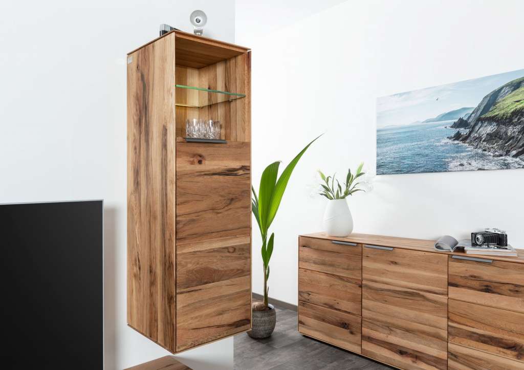 Hängeregal Zerreiche 40x40x125 natur geölt TORINO #07