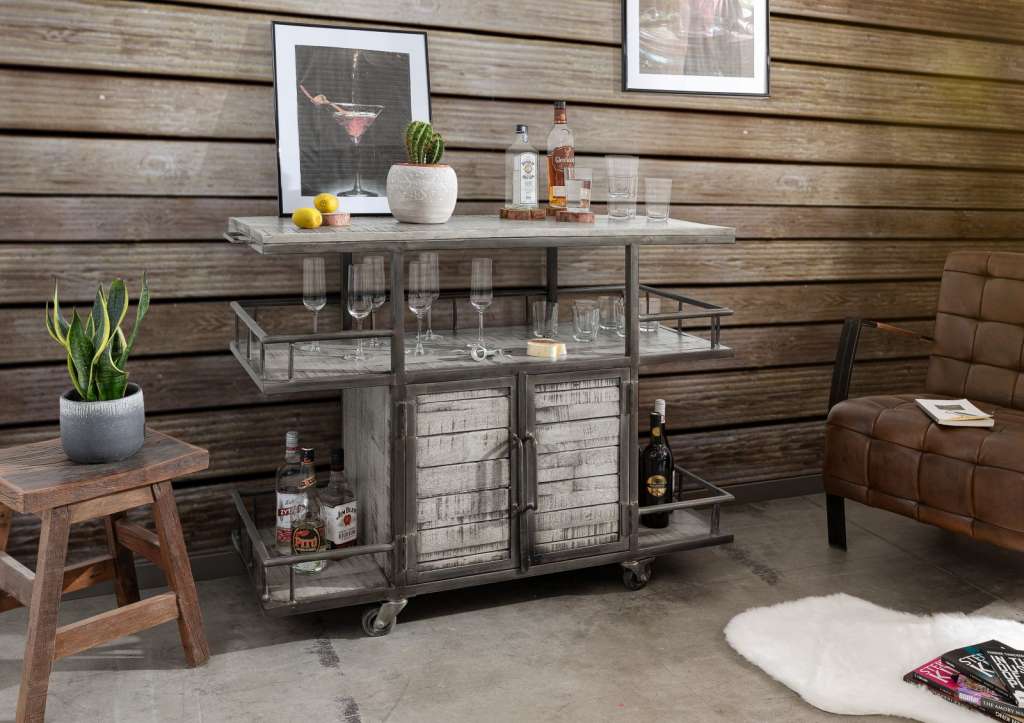 Servierwagen Mango117x46x94 grau lackiert HEAVY INDUSTRY #167