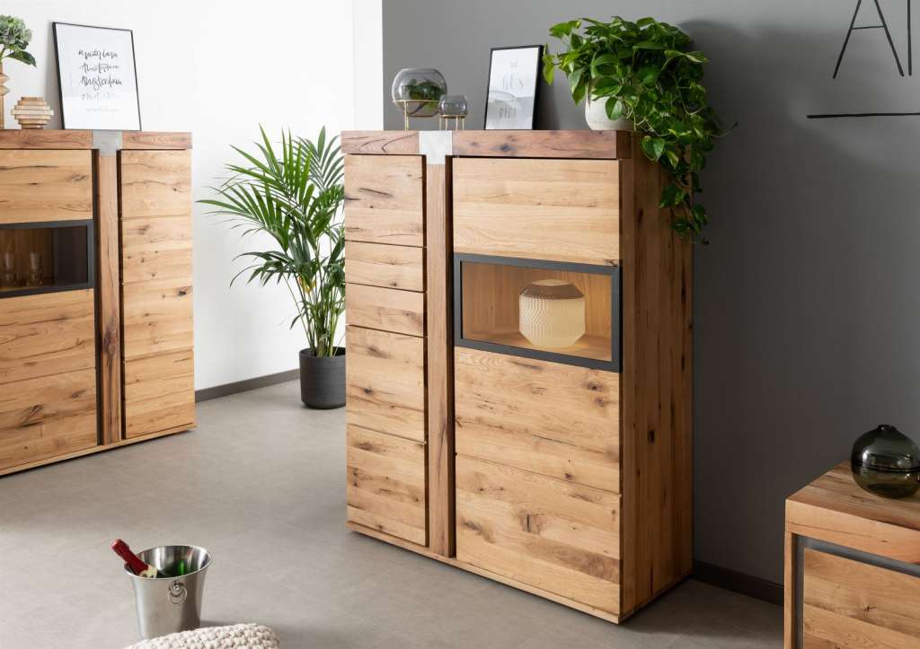 Highboard Wildeiche / Zerreiche 110x45x142 natur geölt NEW AMSTERDAM #05