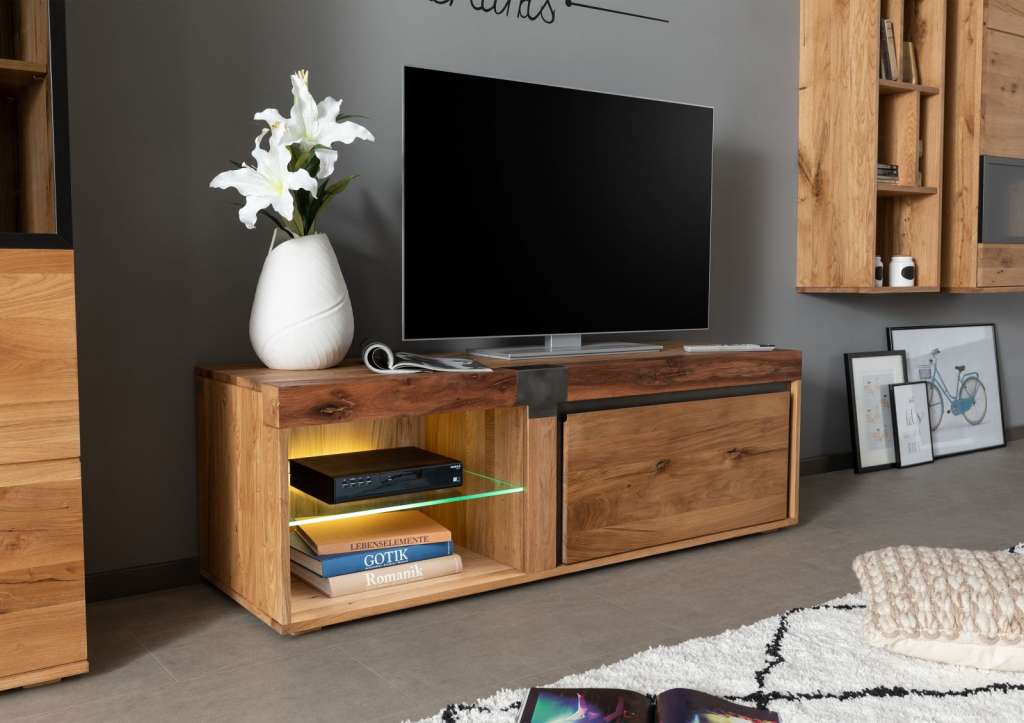 TV-Board Wildeiche / Zerreiche 150x48x50 natur geölt NEW AMSTERDAM #01