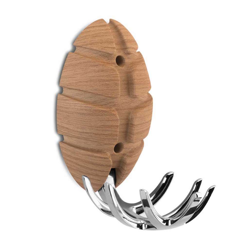 Wandhaken in Holzfarben und Chrom klappbar (6er Set)