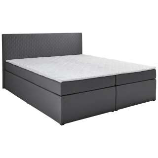 Carryhome BOXSPRINGBETT Flachgewebe 180/200 cm INKL. Matratze, gepolstertes Kopfteil, Topper, Grau