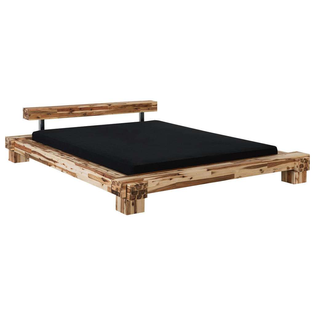 XXXL BALKENBETT Akazie massiv 140/200 cm, Braun
