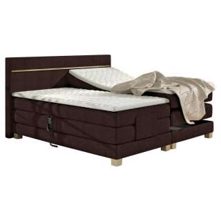 Linea Natura BOXSPRINGBETT Webstoff 160/200 cm INKL. Topper, motorische Verstellbarkeit, Braun