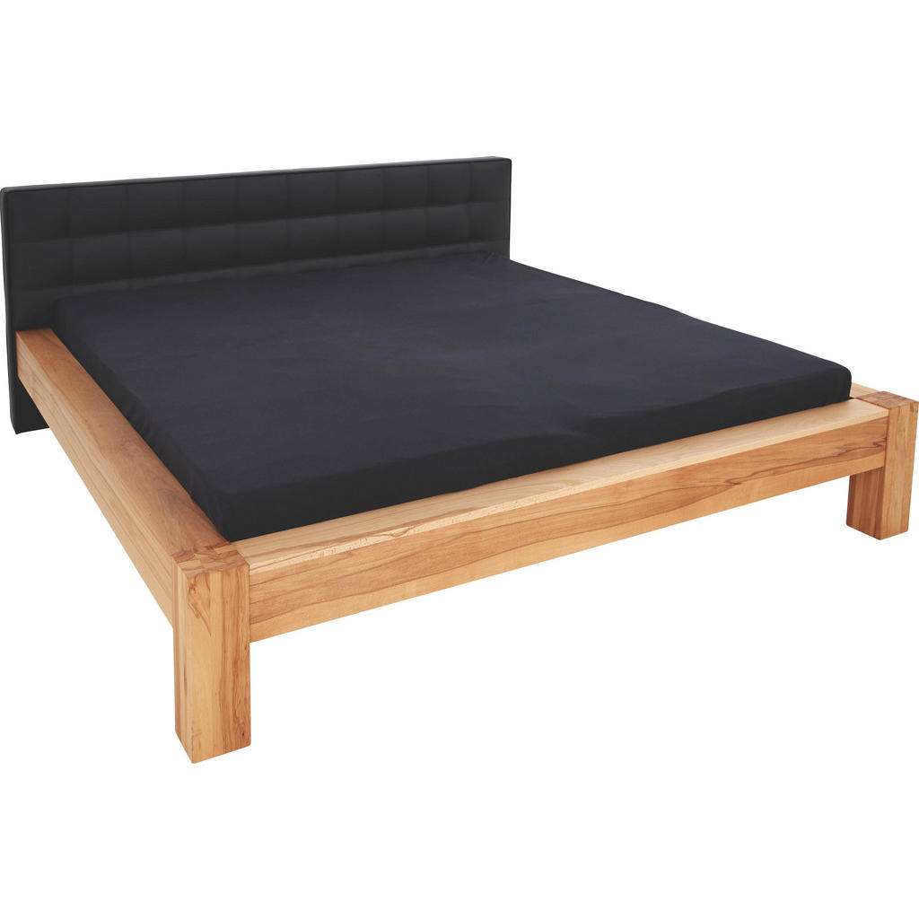 Linea Natura BALKENBETT Kernbuche massiv 140/200 cm, Schwarz, Braun
