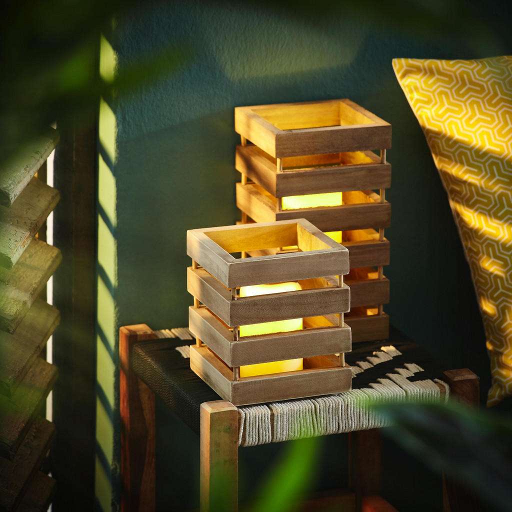 XXXL HOLZLATERNE INKL. LED KERZE, Braun