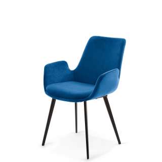 Samt Armlehnenstühle in Blau modern (2er Set)