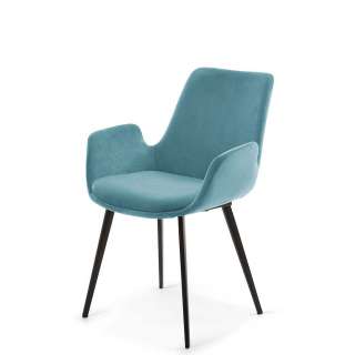 Esszimmerarmlehnstühle in Türkis Samt modern (2er Set)