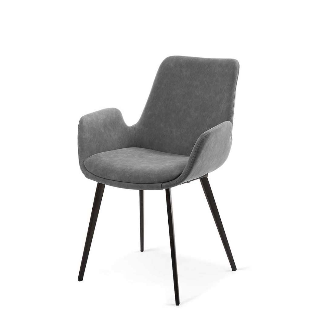 Esstisch Sessel in Grau Kunstleder modern (2er Set)