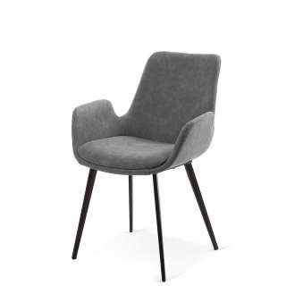 Esstisch Sessel in Grau Kunstleder modern (2er Set)