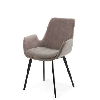 Tischsessel in Taupe Kunstleder Metallgestell (2er Set)