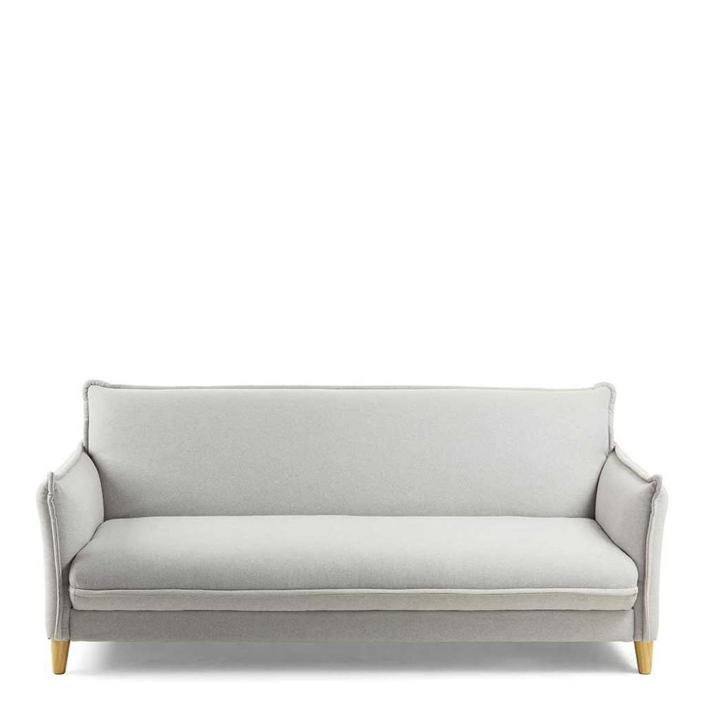 Sofa Bett in Hellgrau Webstoff Armlehnen