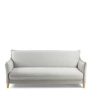 Sofa Bett in Hellgrau Webstoff Armlehnen