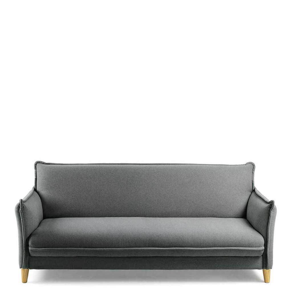 Schlafcouch in Dunkelgrau Webstoff Armlehnen