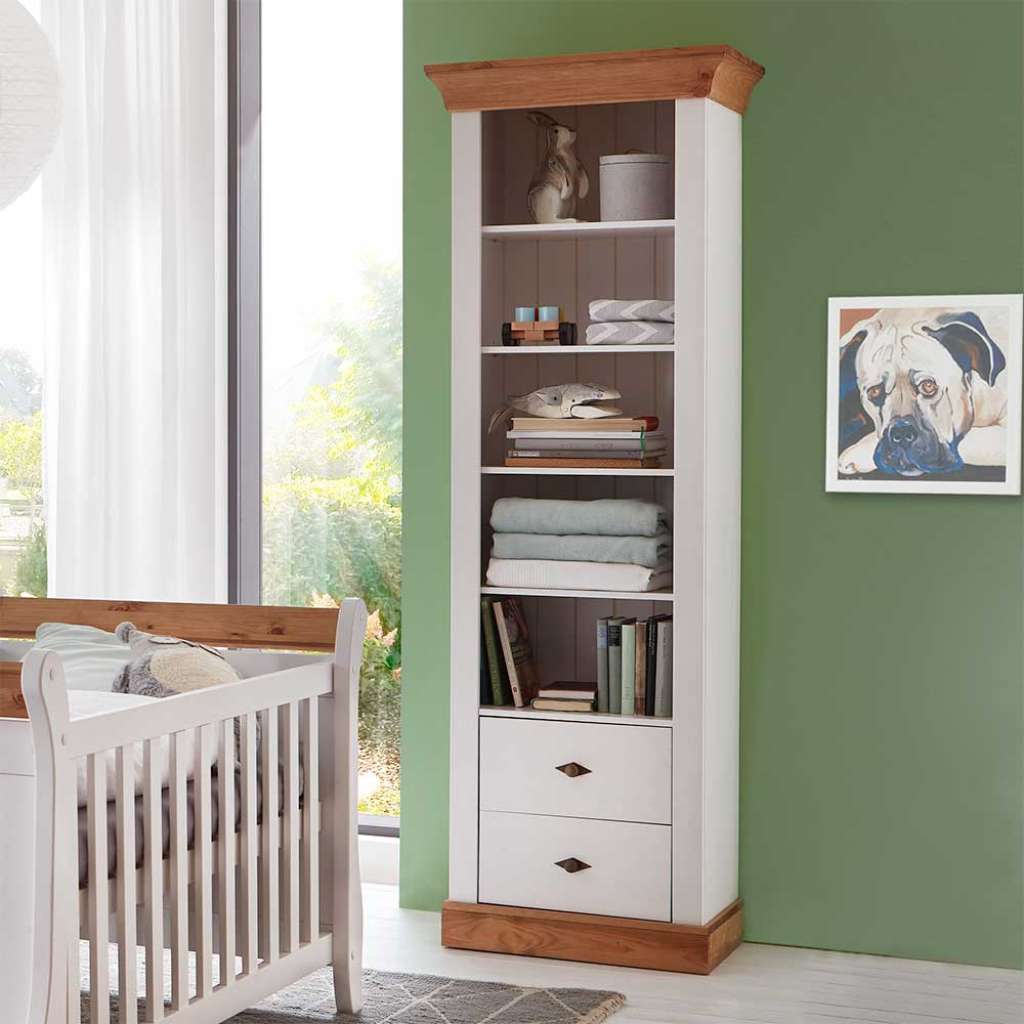 Babyregal in Weiß Kiefer Massivholz