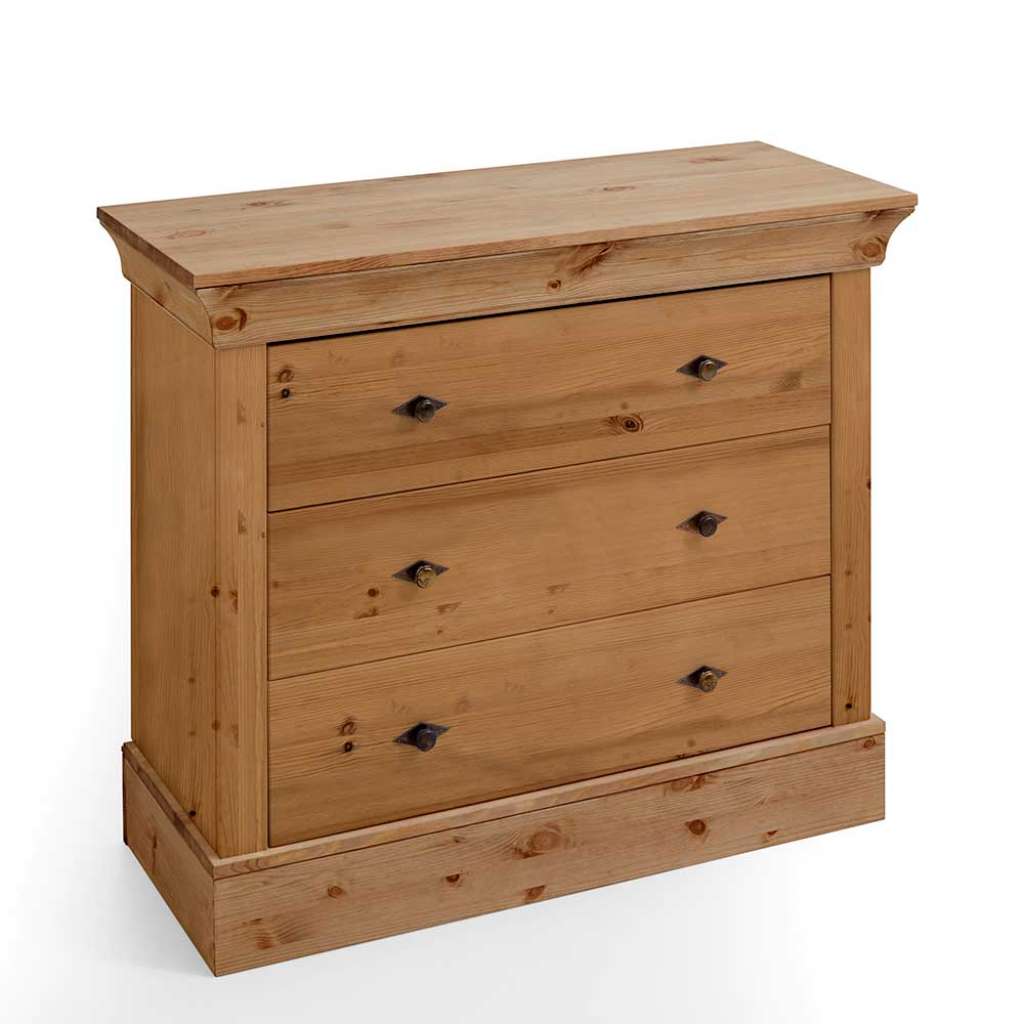 Wickelkommode aus Kiefer Massivholz drei Schubladen
