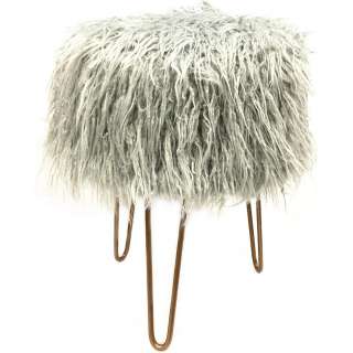 Ambia Home HOCKER Webpelz Kiefer Hartholz Grau