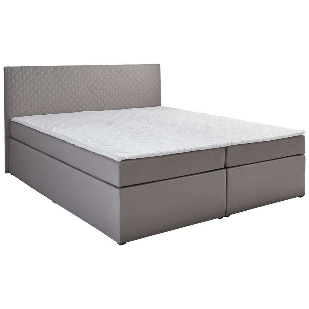 Carryhome BOXSPRINGBETT Flachgewebe 140/200 cm INKL. Matratze, gepolstertes Kopfteil, Topper, Grau