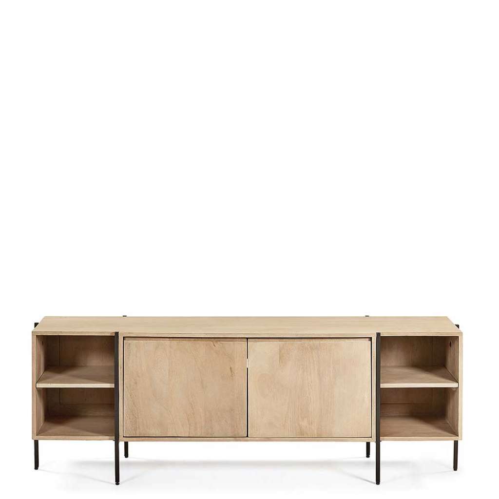 Fernsehboard aus Mangobaum Massivholz und Eisen 160 cm breit