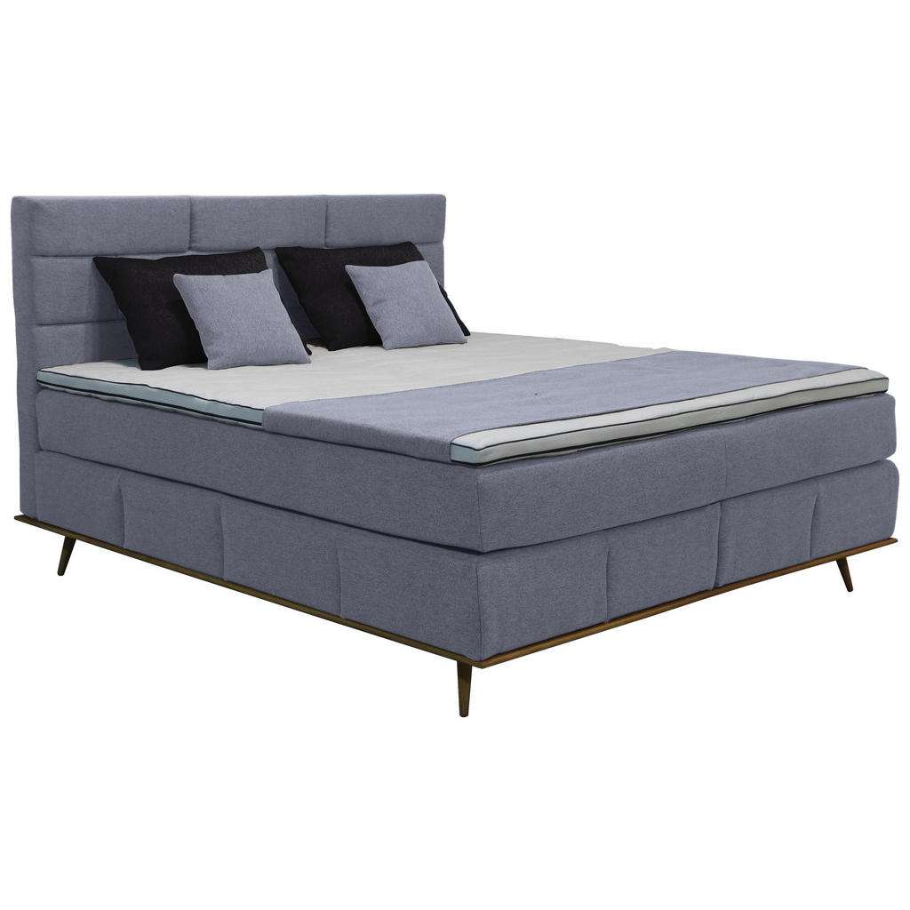 Carryhome BOXSPRINGBETT Mikrofaser 160/200 cm INKL. Matratze, gepolstertes Kopfteil, Topper, Grau