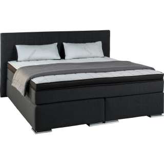 Carryhome BOXSPRINGBETT Flachgewebe 160/200 cm INKL. Matratze, Topper, Schwarz