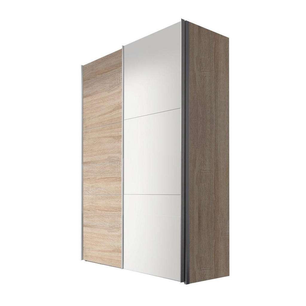 Hom`in SCHWEBETÜRENSCHRANK 2-türig Weiß, Beige