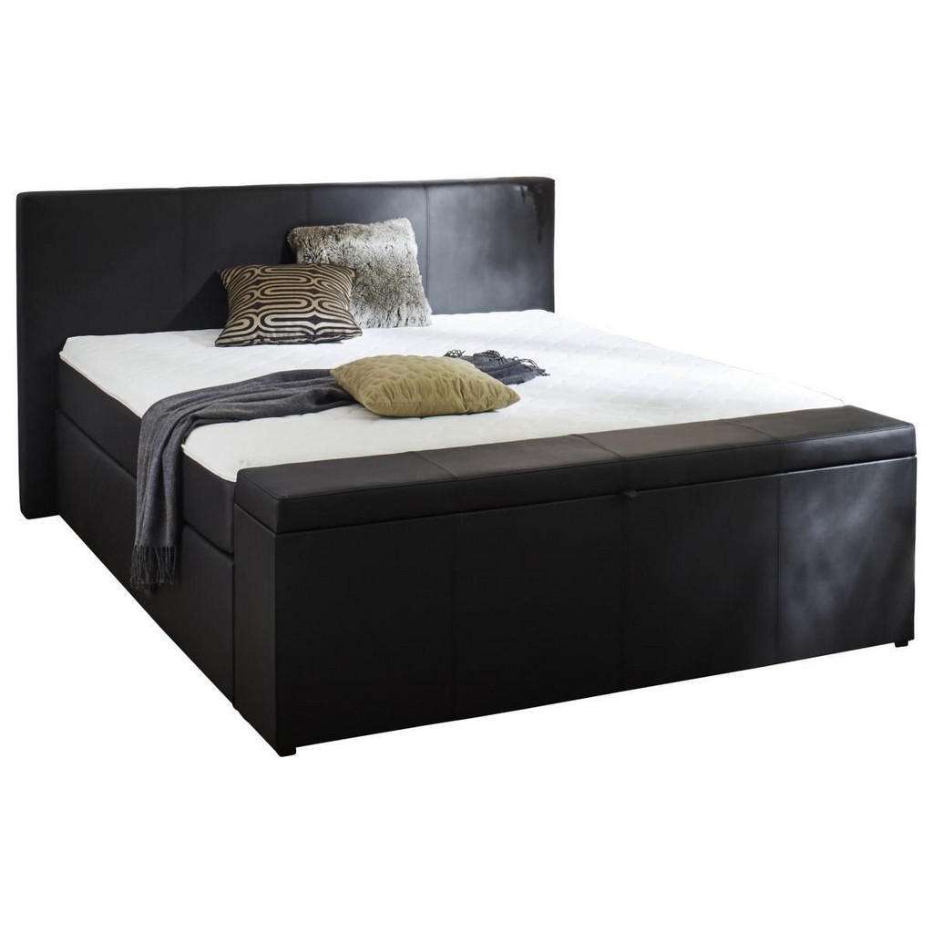 Carryhome BOXSPRINGBETT Lederlook 180/200 cm INKL. Matratze, Bettkasten, Topper, Schwarz