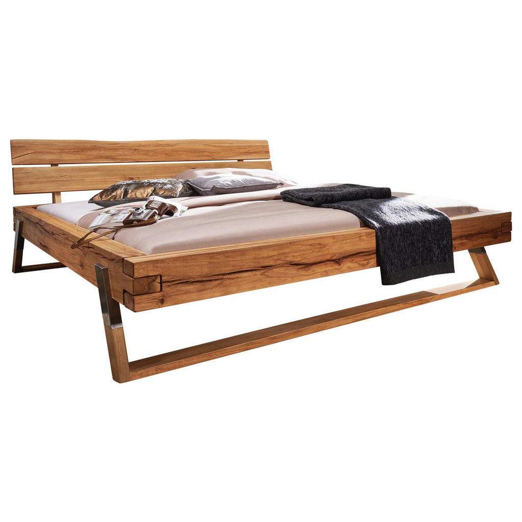 Carryhome BALKENBETT Wildkernbuche massiv 180/200 cm, Braun