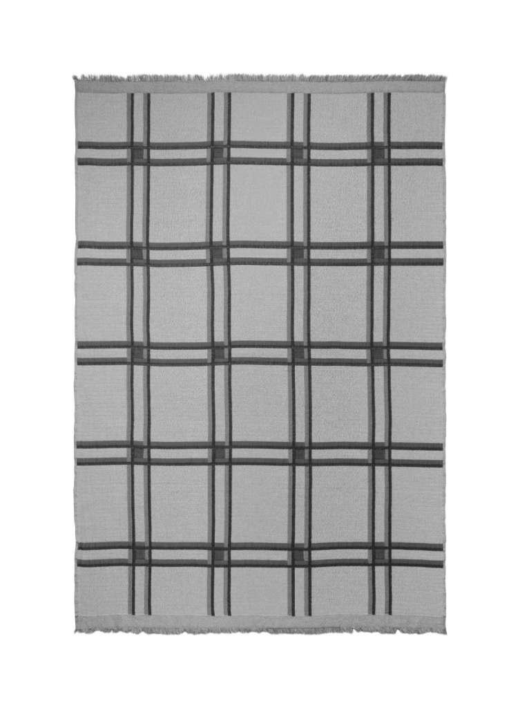 ferm LIVING - Checked Wollmischdecke - Grey - indoor
