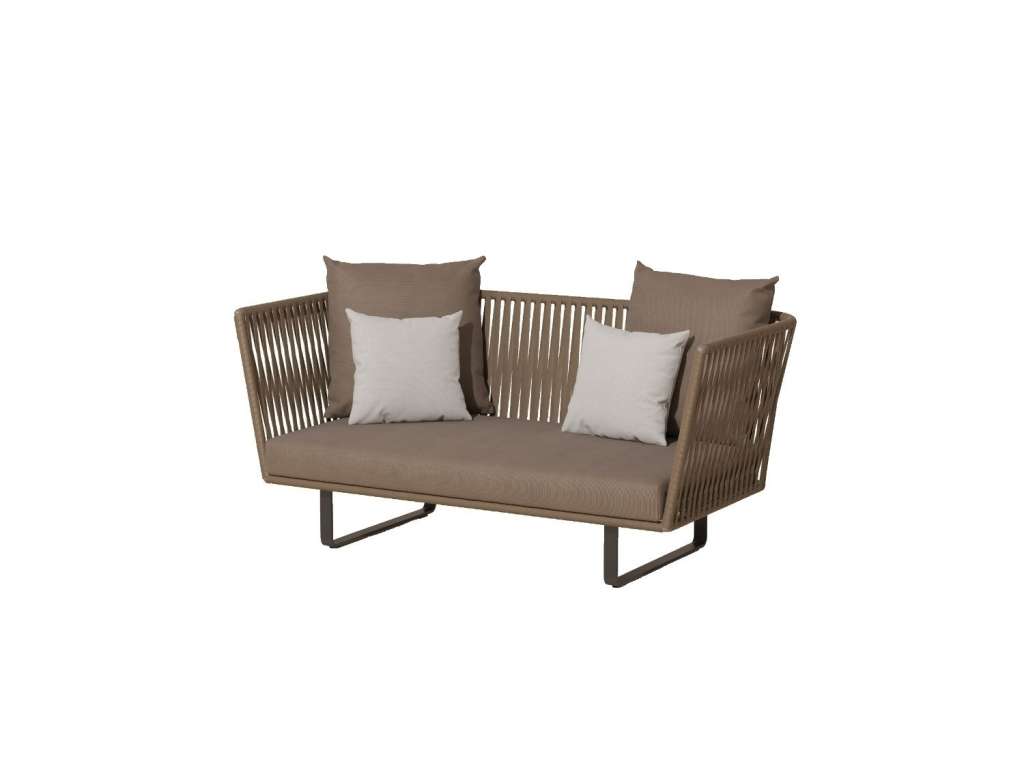 Kettal - Bitta 2-Sitzer Sofa - mangangrau - Bezug beige (wasserfest) - Bespannung rotbraun/braun - outdoor