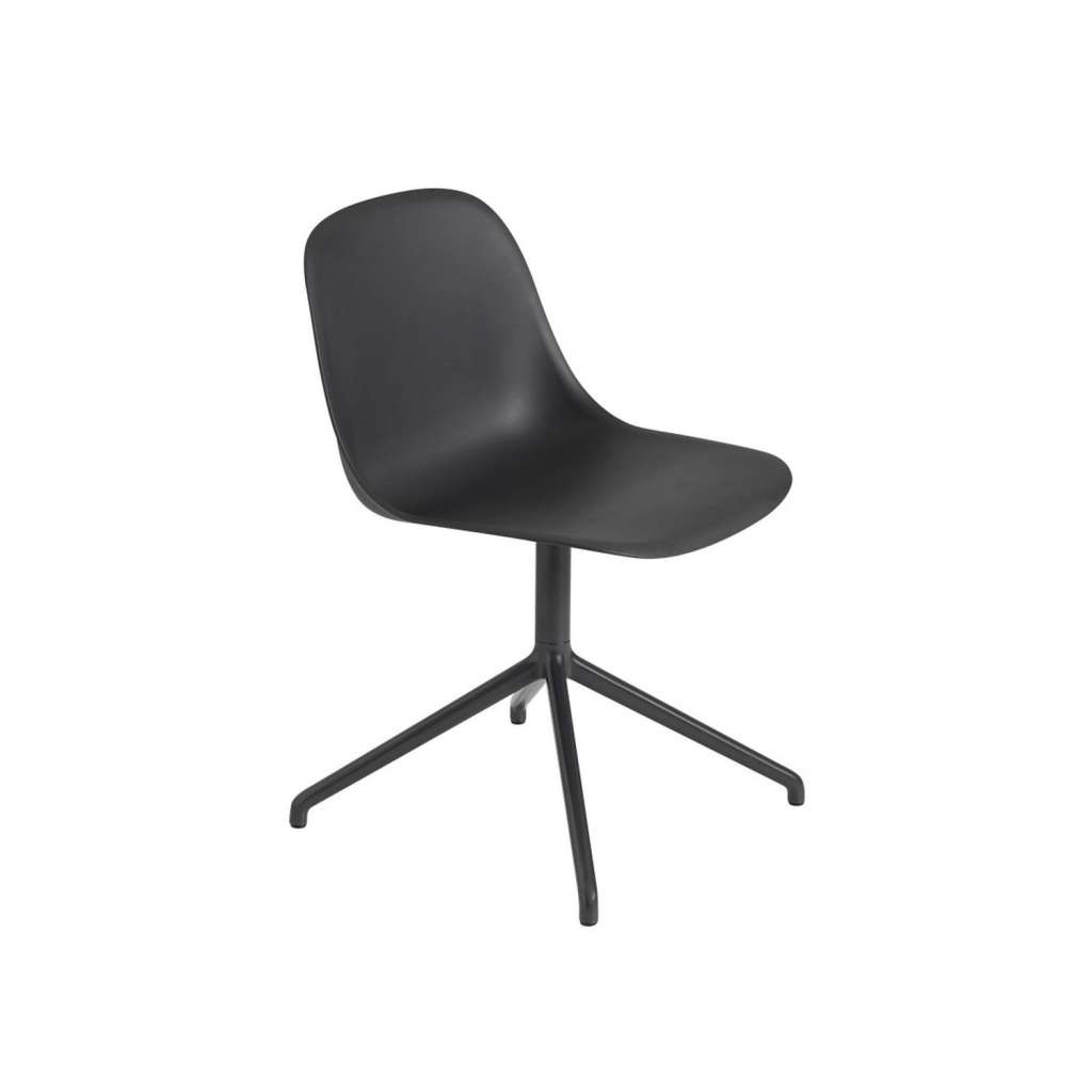 Muuto - Fiber Side Stuhl - Drehfuß Shell - Black/Black - indoor