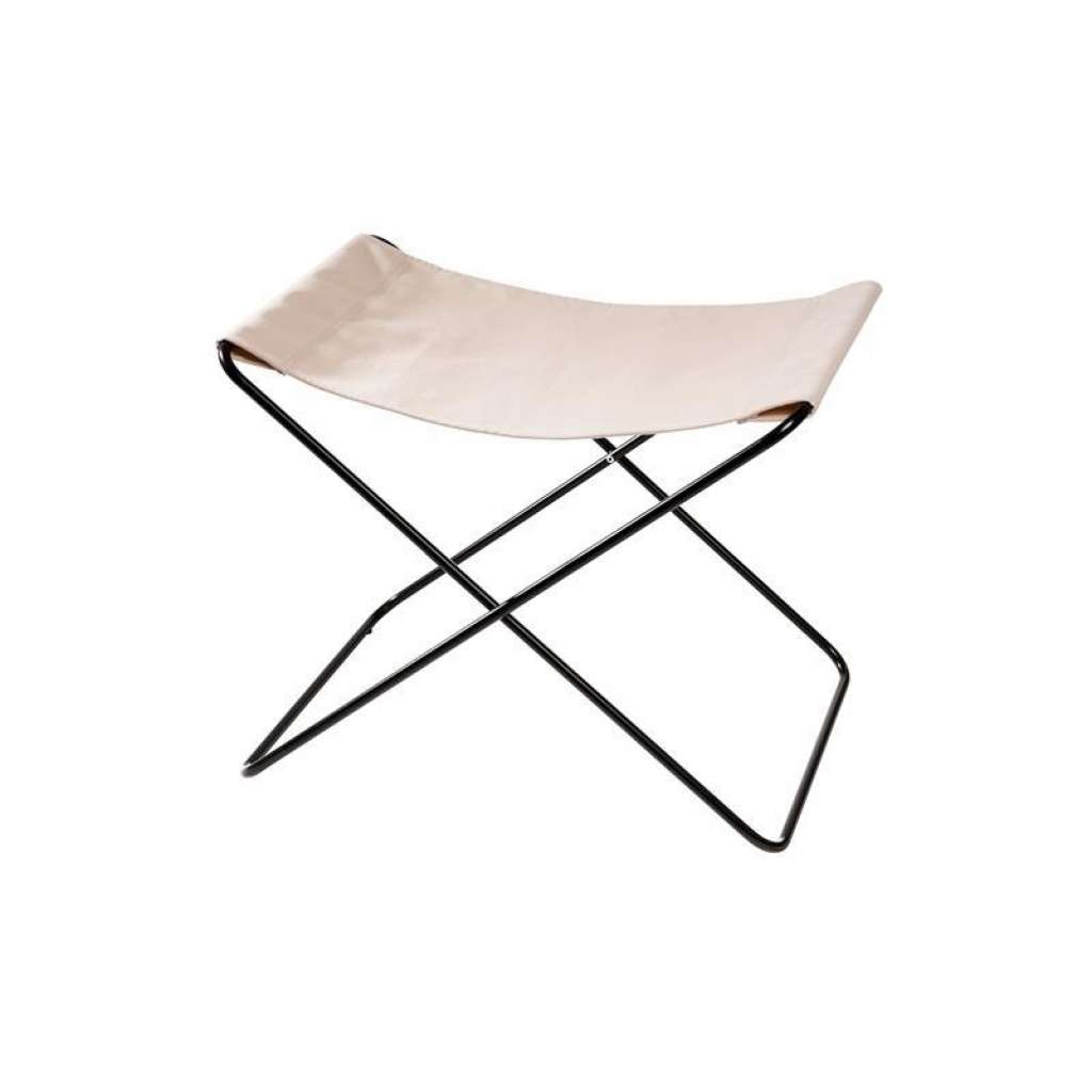 Manufakturplus - Fußteil für Hardoy Butterfly Chair - Stahlrahmen weiß, Baumwolle oliv - indoor