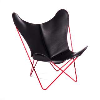 Manufakturplus - Butterfly Chair Hardoy - 80 Jahre Sonderedition - rotes Gestell - rote Naht - indoor