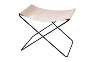 Manufakturplus - Fußteil für Hardoy Butterfly Chair - Stahlrahmen verchromt, Pure Cotton - indoor