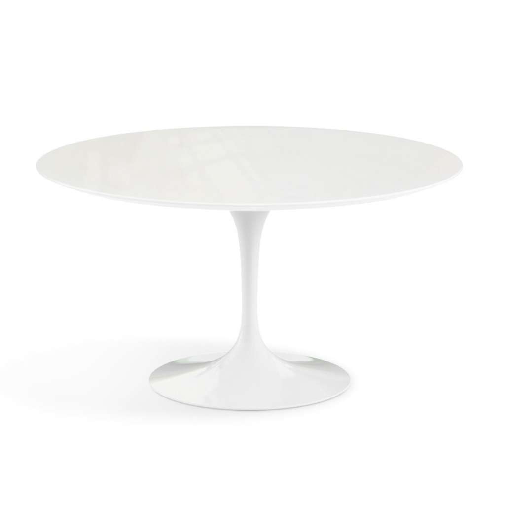 Knoll International - Saarinen Outdoor Esstisch - rund  120 Ø - Säulenfuß weiß - weißer Akrylstein - indoor