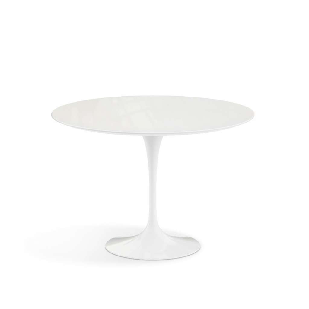 Knoll International - Saarinen Outdoor Esstisch - rund  107 Ø - Säulenfuß weiß - weißer Akrylstein - indoor