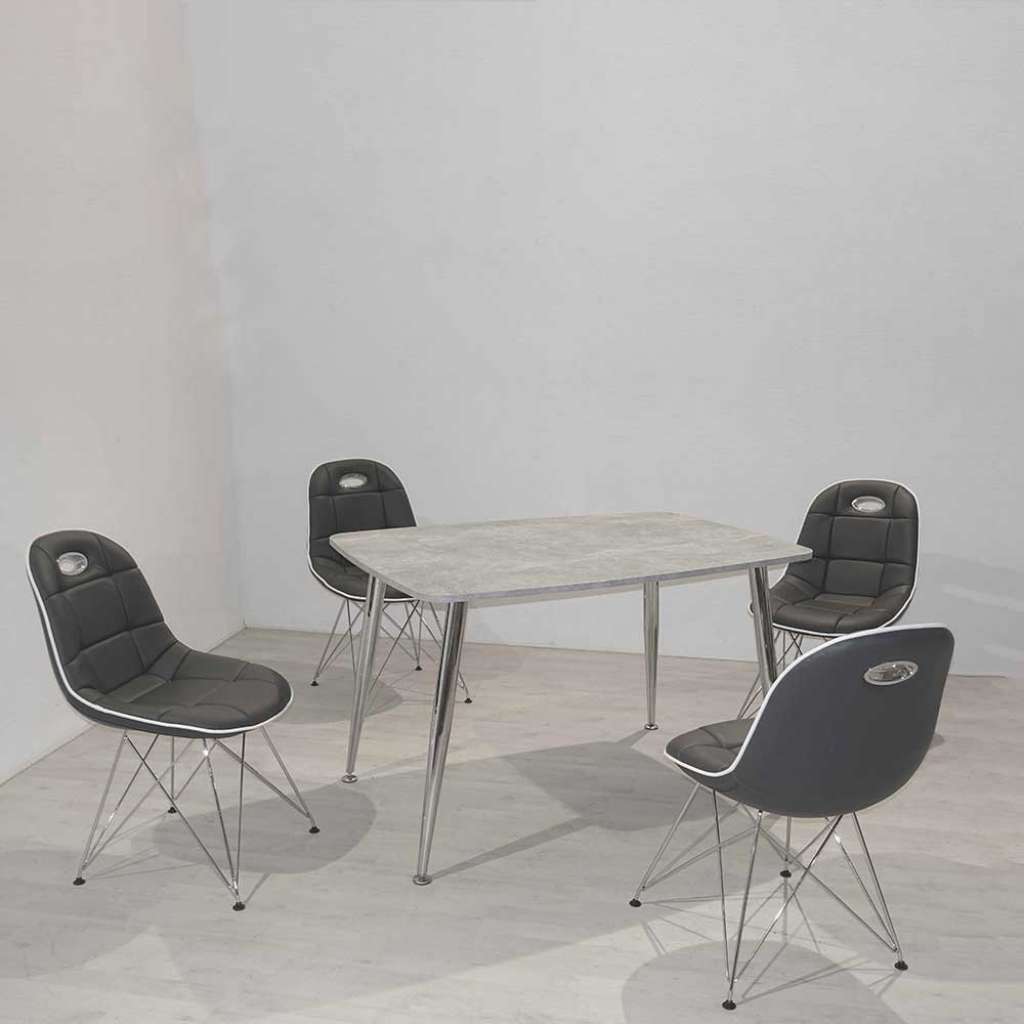 Tischgruppe im Retrostil Beton Grau und Dunkelgrau (5-teilig)