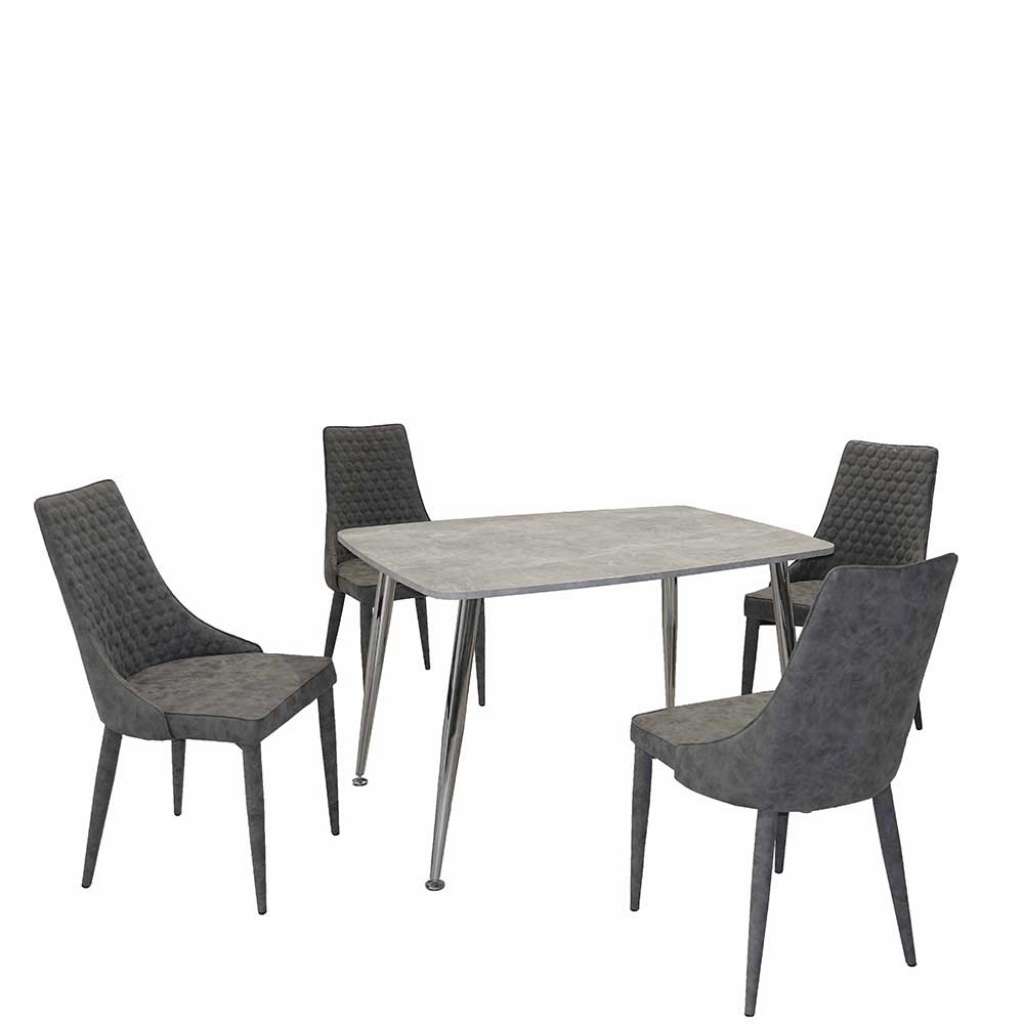 Esszimmer Sitzgruppe in Beton Grau und Dunkelgrau modern (5-teilig)