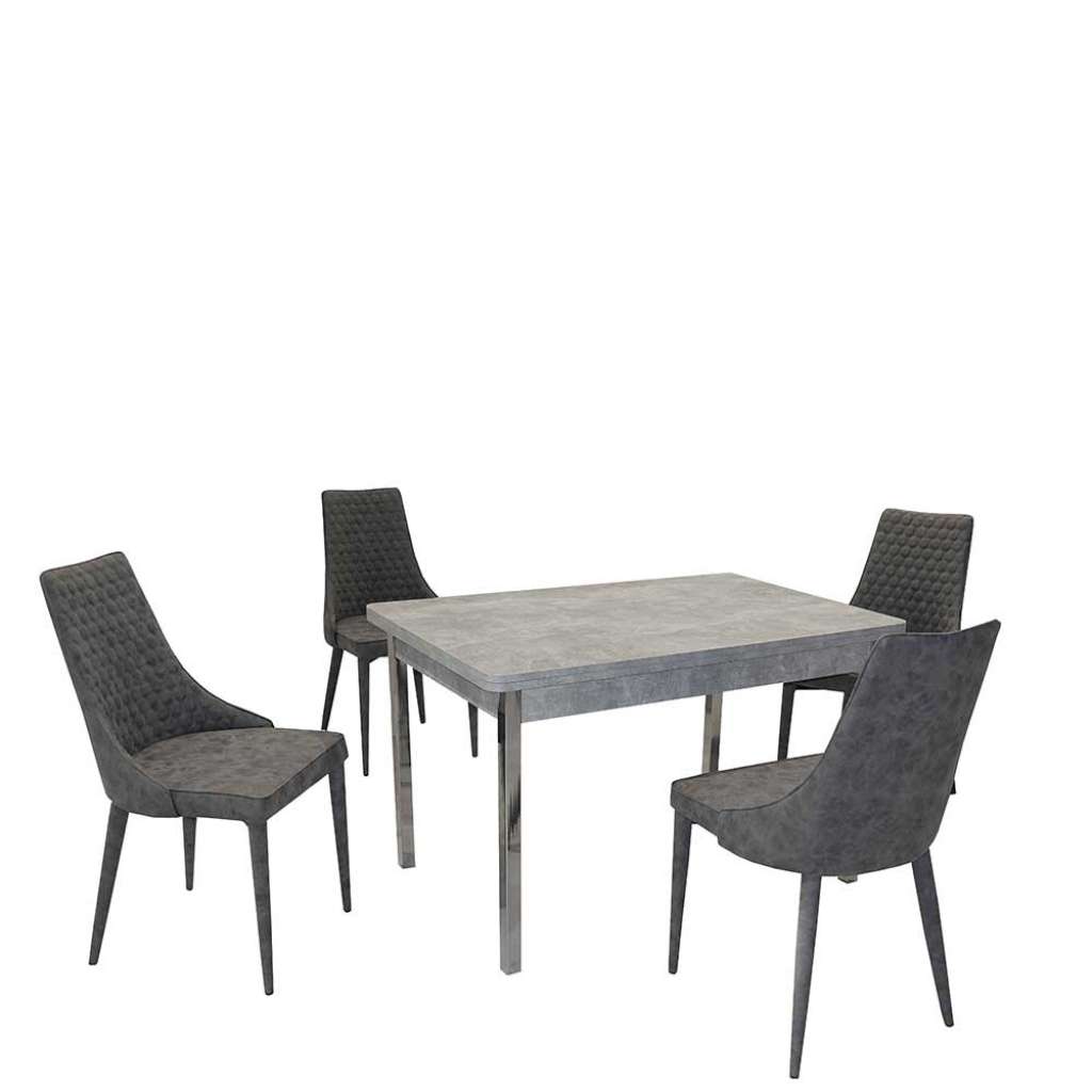 Esszimmergarnitur in Beton Grau und Dunkelgrau modern (5-teilig)
