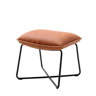 Beistellhocker in Cognac Braun Kunstleder 50 cm breit