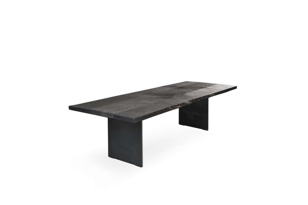 Janua - SK 04 Komposit Tisch - Eiche geköhlt/ gelaugt/ gekalkt (Ton braun) - 220x100 - Gestell Rohstahl natur - indoor