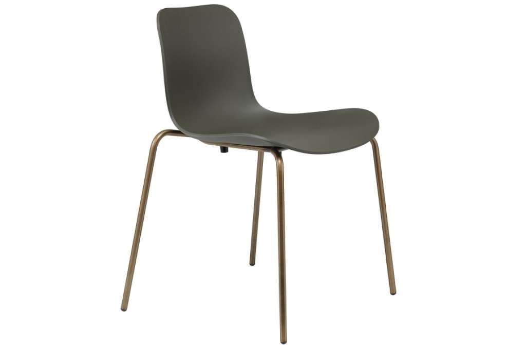 NORR11 - Langue Stack Stuhl - messing - mossgrün - indoor
