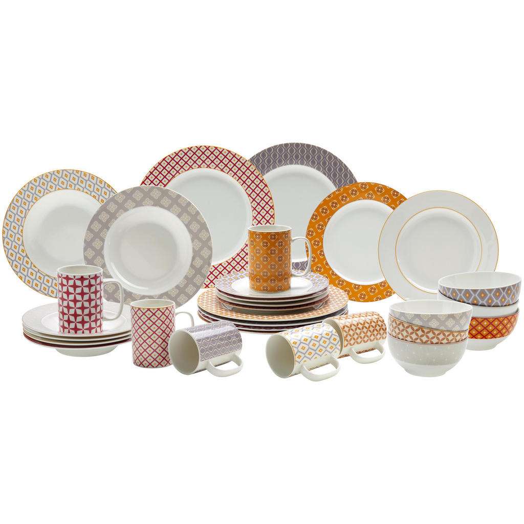 Landscape New Bone China KOMBISERVICE 30-teilig, Mehrfarbig