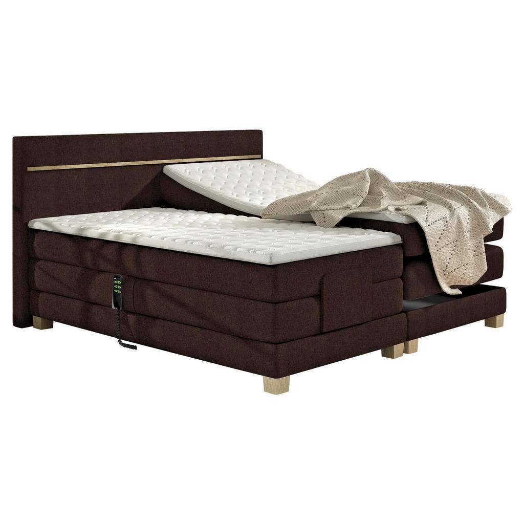 Linea Natura BOXSPRINGBETT Webstoff 140/200 cm INKL. Topper, motorische Verstellbarkeit, Braun