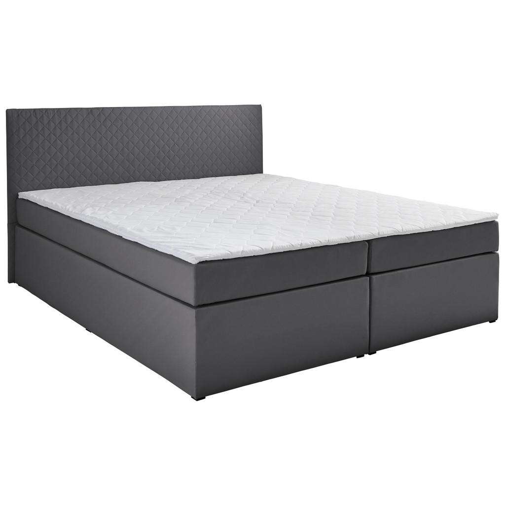 Carryhome BOXSPRINGBETT Flachgewebe 140/200 cm INKL. Matratze, gepolstertes Kopfteil, Topper, Grau
