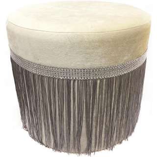 Ambia Home HOCKER Samt Kiefer Hartholz Beige, Grau