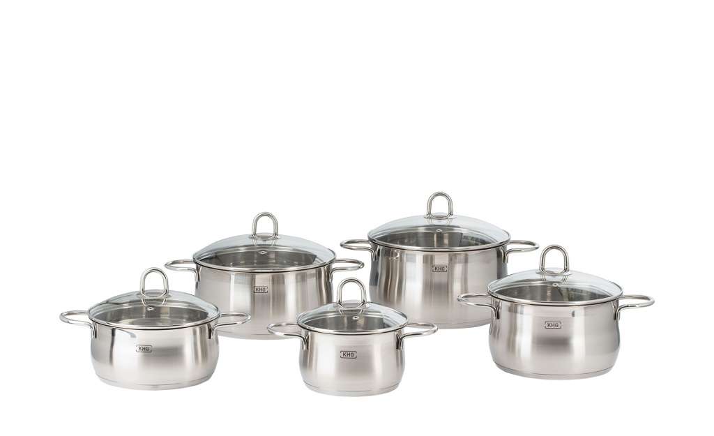 KHG Topfset 5-teilig  Platin ¦ silber ¦ Edelstahl Töpfe & Pfannen & Zubehör > Topf und Pfannen-Sets - Höffner