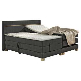 Linea Natura BOXSPRINGBETT Webstoff 180/200 cm INKL. Topper, motorische Verstellbarkeit, Braun, Grau