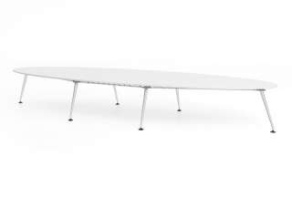 Vitra - MedaMorph Konferenztisch bootsförmig, 500x140 cm, Systemfuß poliert - MDF pulverbeschichtet soft light - indoor