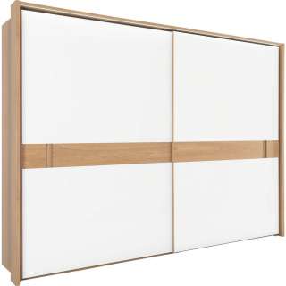 Novel SCHWEBETÜRENSCHRANK 2-türig Wildeiche massiv Weiß, Braun